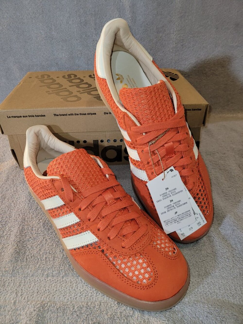 Adidas Gazelle Orange Off White Tan Gum Men's Size 9.5 Sneakers JS0713 (#2832) - Picture 16 of 16